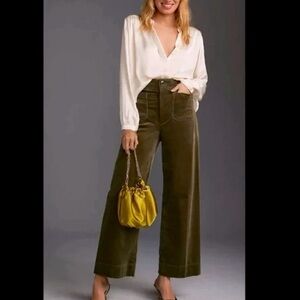 Maeve Olive Wide Leg Jeans